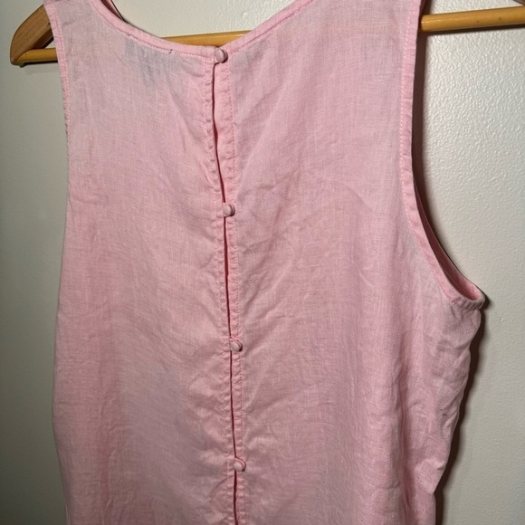 100% linen pastel  pink tank top M boho cottage beach - Picture 4 of 6